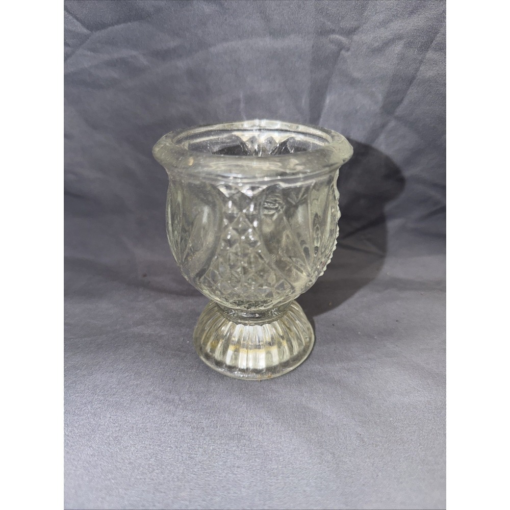 Vntg Avon Clearfire‎ Transparent Glass Tulip Cup Pineapple Design Candle votive